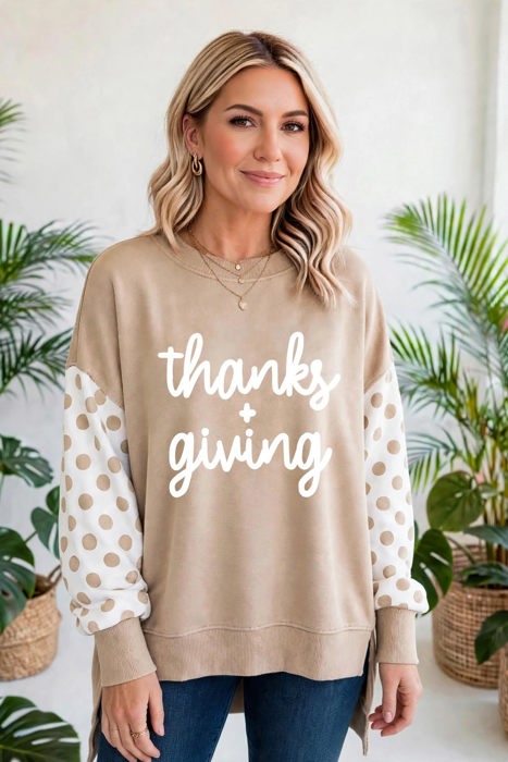 Thankful Vibes Patchwork Graphic Pullover | S-XL