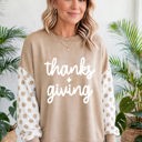  Thankful Vibes Patchwork Graphic Pullover | S-XL
