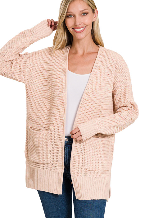 Fall Waffle Pocket Cardigan Sweater | S-XL