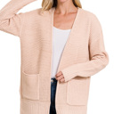 XL Dusty Blush Fall Waffle Pocket Cardigan Sweater | S-XL