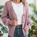  Celeste Texture Knit Button V Neck Cardigan | S-XL