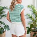  Elara Striped Ribbed Trim Loose Fit Knitted Vest | S-XL
