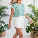  Elara Striped Ribbed Trim Loose Fit Knitted Vest | S-XL
