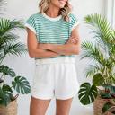  Elara Striped Ribbed Trim Loose Fit Knitted Vest | S-XL