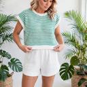  Elara Striped Ribbed Trim Loose Fit Knitted Vest | S-XL
