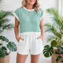  Elara Striped Ribbed Trim Loose Fit Knitted Vest | S-XL