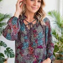  Vibrant Floral Tie V-Neck Blouse | Free Shipping