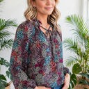  Vibrant Floral Tie V-Neck Blouse | Free Shipping