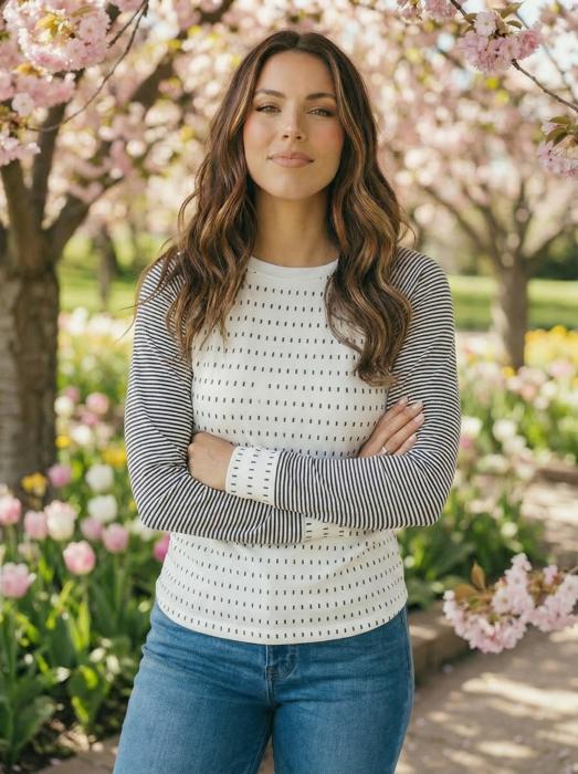 Spring Easy Patchwork Stripe Raglan Top | S-XL