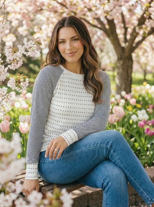 Spring Easy Patchwork Stripe Raglan Top | S-XL