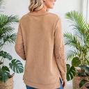  Waffle And Floral Lace Long Sleeve Top | S-XL