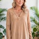  Waffle And Floral Lace Long Sleeve Top | S-XL