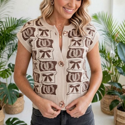Western Horseshoe Bow Knit Vest | S–XL