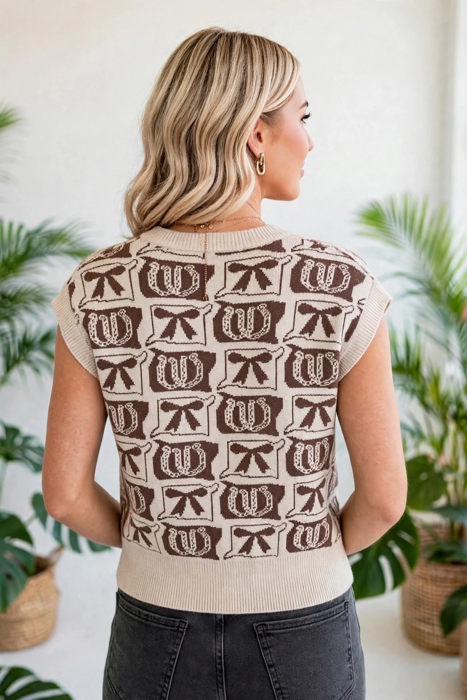 Western Horseshoe Bow Knit Vest | S–XL