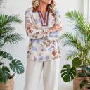  Floral Colorblock V-Neck Blouse | S-XL
