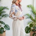 Floral Colorblock V-Neck Blouse | S-XL