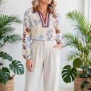  Floral Colorblock V-Neck Blouse | S-XL