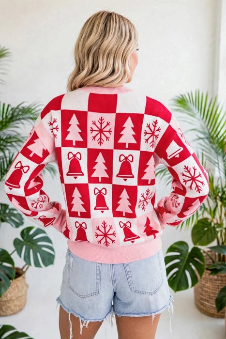 Yuletide Plaid Tunic Knitwear Sweater | S-XL
