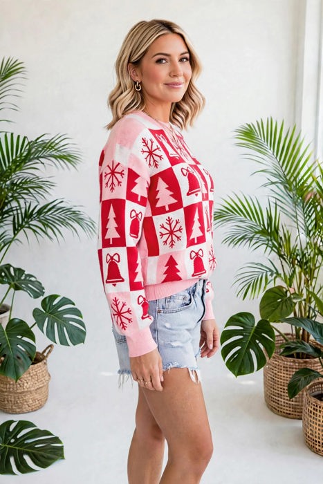 Yuletide Plaid Tunic Knitwear Sweater | S-XL