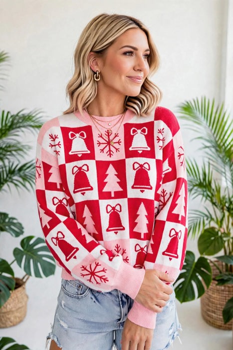 Yuletide Plaid Tunic Knitwear Sweater | S-XL