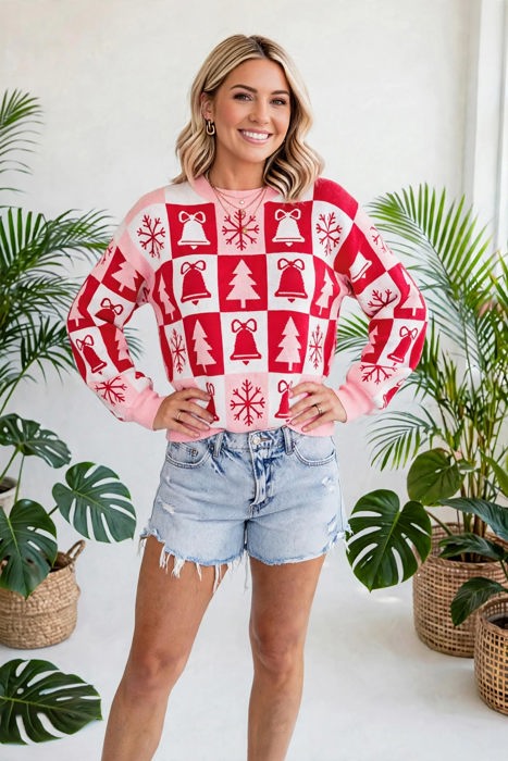 Yuletide Plaid Tunic Knitwear Sweater | S-XL