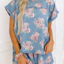  Denim Detail Floral 2pcs Set | S-XL