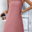 XXL Pink Textured Lace Cutout Sleeveless Mini Dress | S-XL