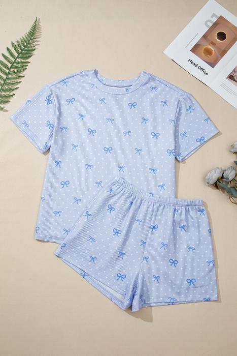 Heart Bow Print Loose Short Set | S-XL