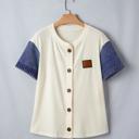 Ribbed Denim Patch Shirt | S-XL