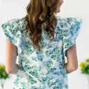  Floral Contrast Stripe Trim Blouse | S-XL