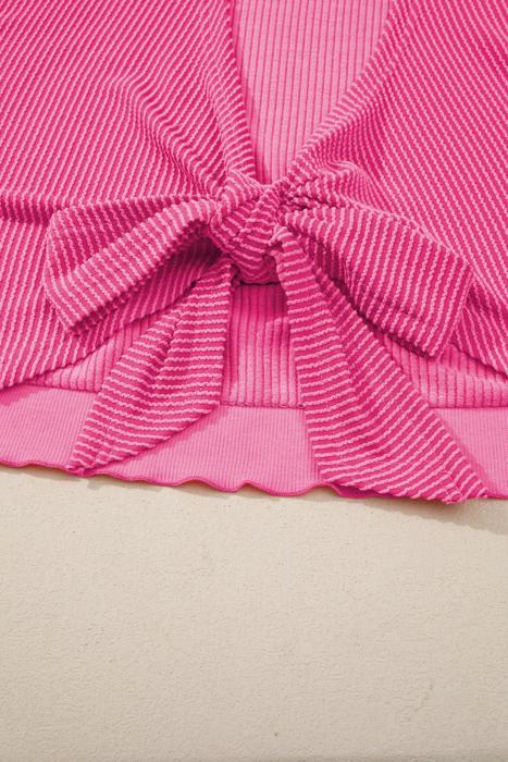 Spiral Ribbed Bow-Back Oversized Tee | S-XL