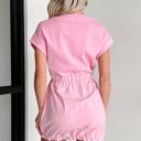  Cuffed Sleeve Patchwork Drawstring Mini Dress | S-XL