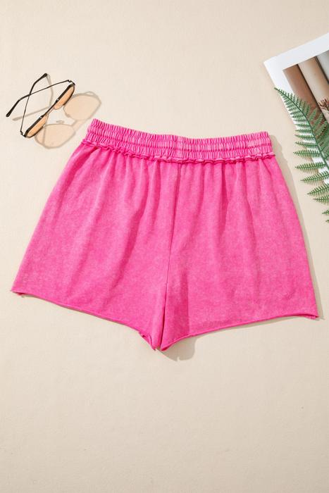 Mineral Washed Elastic Waist Shorts | S-XL