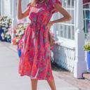  Belted Floral Flutter Sleeve Long Dress | S-XL