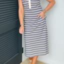  Button Front Contrast Trim Notch Neck Dress | S-XL