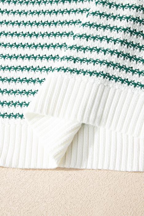 Elara Striped Ribbed Trim Loose Fit Knitted Vest | S-XL
