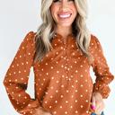 Classic Polka Dot V-Neck Buttoned Blouse | S-XL