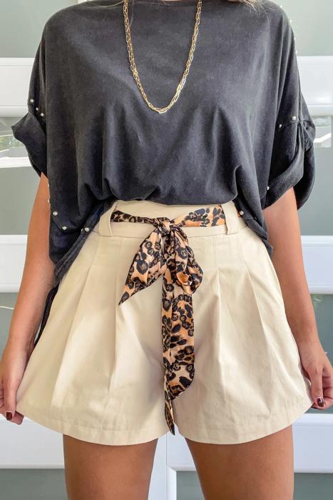 Chic Leopard Contrast Belted Shorts | S-XL