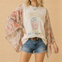 Medium Cowgirl The  Boho Poncho Tee | S-L