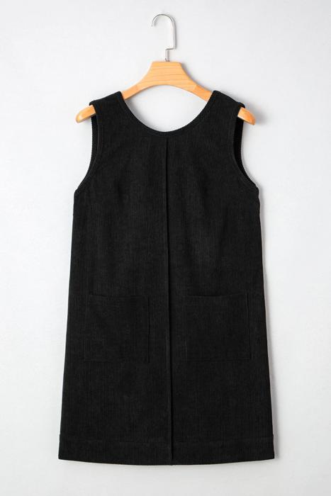 Corduroy Patched Pocket Mini Dress | S-XL