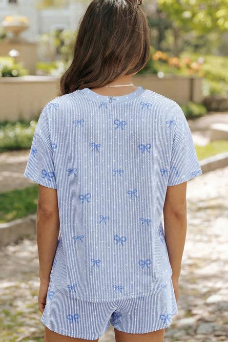 Heart Bow Print Loose Short Set | S-XL