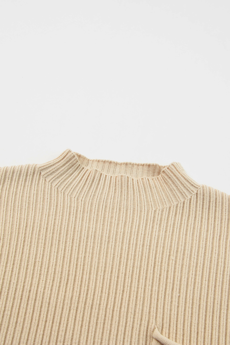 Pocket Ribbed Knit Short Sleeve Sweater | S-XL
