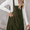  Front Pockets Corduroy Overall Dress