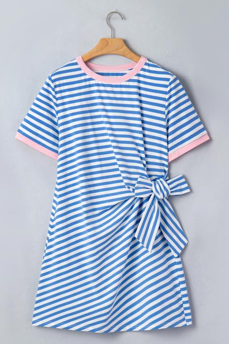 Nautical Stripe Tie Mini T-Shirt Dress | S-XL