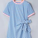  Nautical Stripe Tie Mini T-Shirt Dress | S-XL