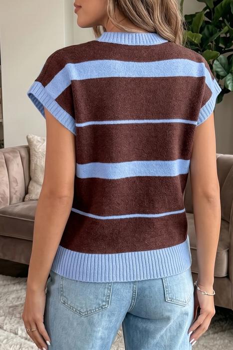 Classic Striped Short Sleeve Knit Top | S-XL