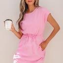  Cuffed Sleeve Patchwork Drawstring Mini Dress | S-XL