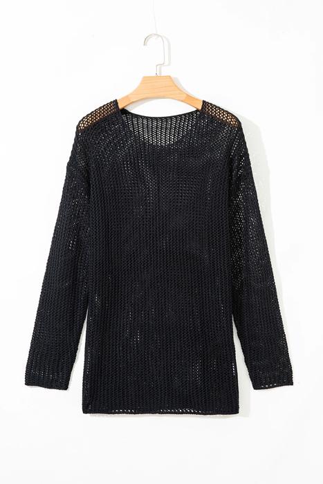 Crochet Open-Knit Sweater Top | S-XL