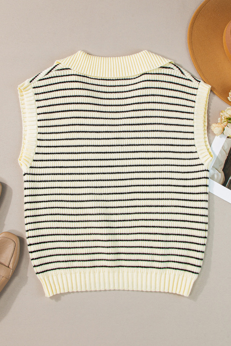 V-Neck Stripe Sweater Vest | S-XL