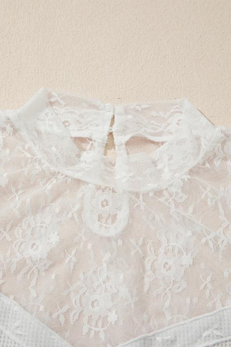 Floral Lace Mesh Long Sleeve Top | S-XL